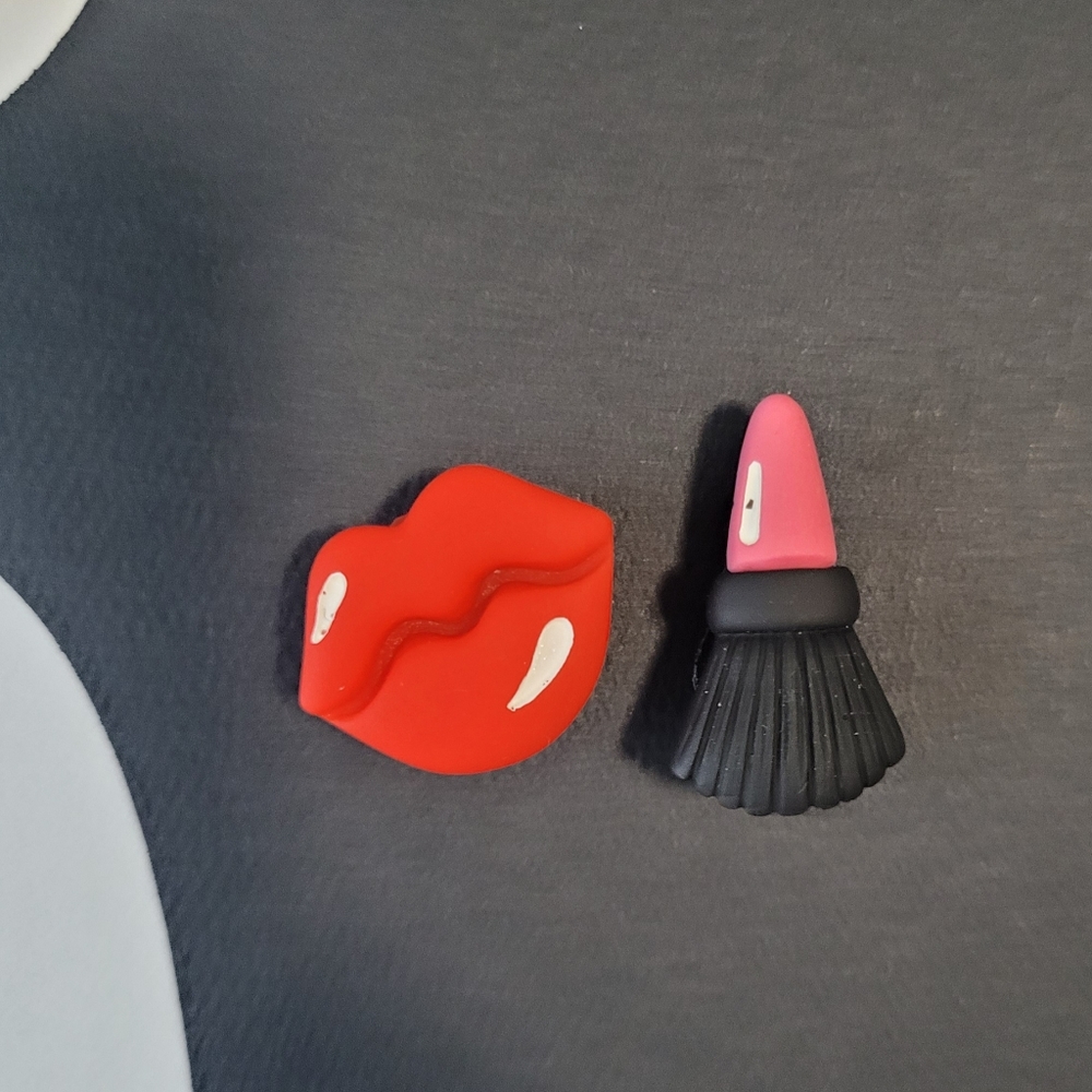 New Set of Two Fashion Makeup Theme Shoe /Croc Decoration / Charms